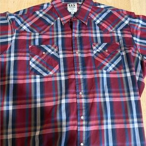 ELY Cattleman Western Plaid Short Sleeve Pearl Snap Shirt – Men’s XXL